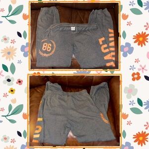 PINK Victoria's Secret Gray Joggers with Orange Details